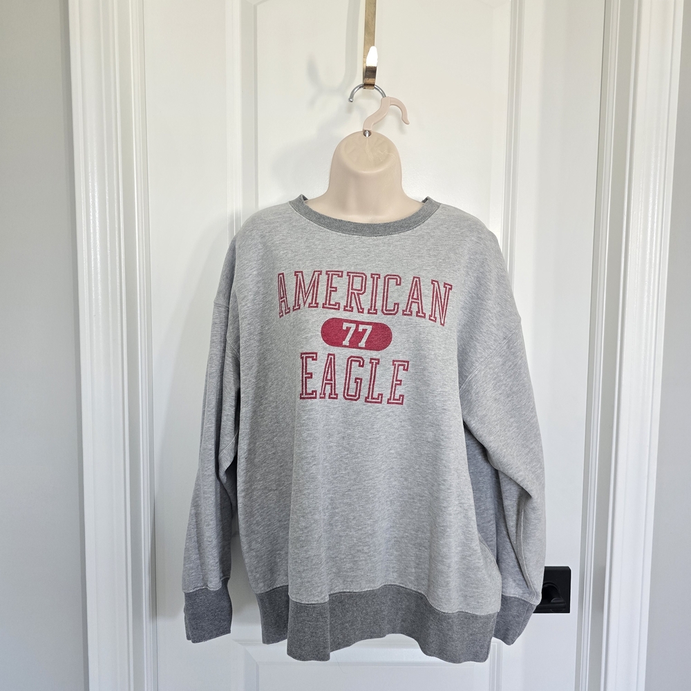 American Eagle Outfitters Women's Gray Graphic Crew Neck Sweatshirt Sz Medium